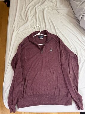 Psycho Bunny Men's Burgundy Half-Zip Pullover Sweater